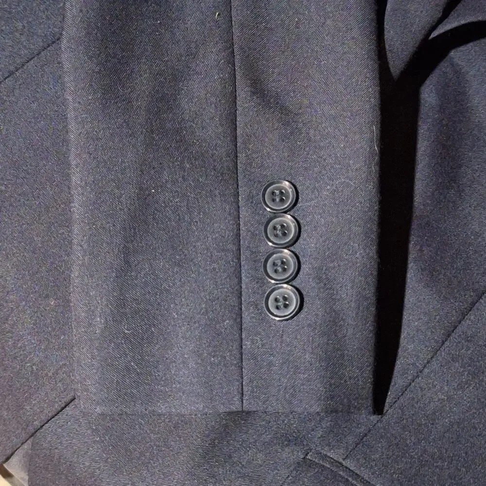 Louis Martin Blazer Jacket Womens Size 4 Navy Blue Wool Blend Dark Academia Prep